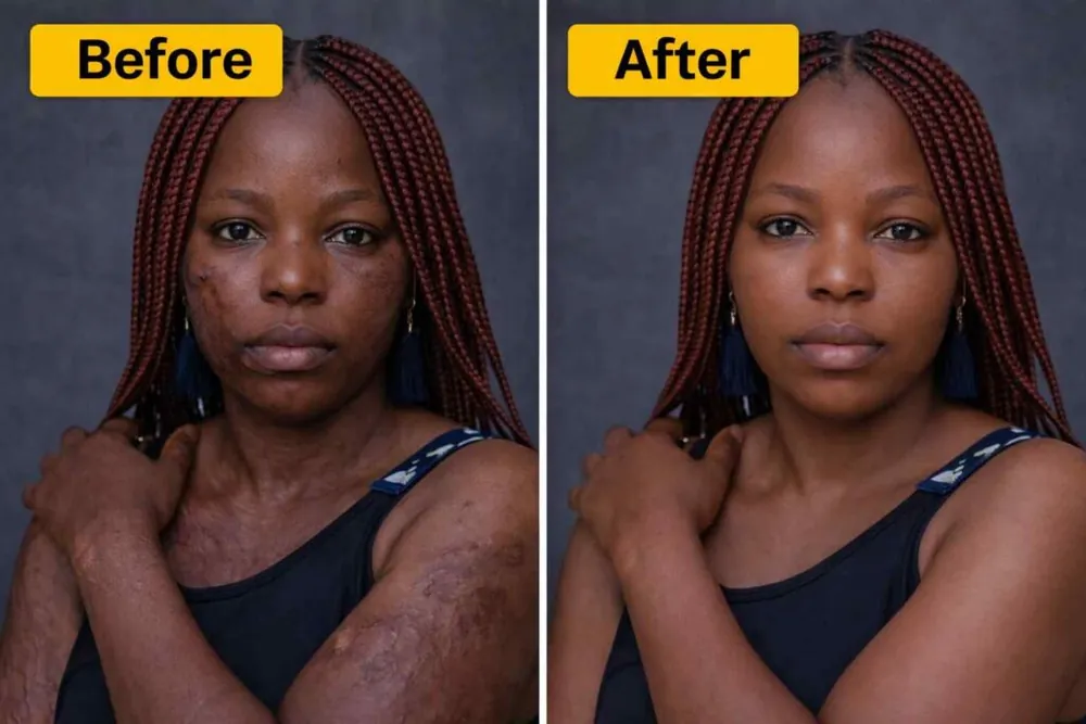 Facial scar   before / after
